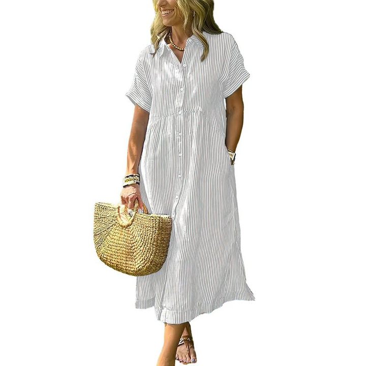 Harper | Striped Midi Shirt Dress