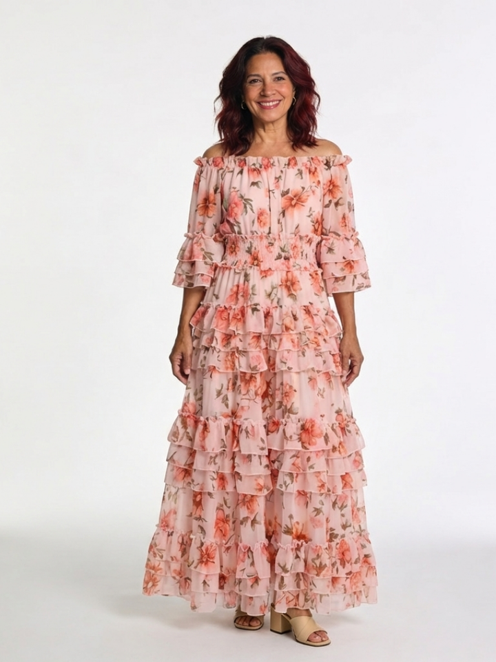 ROSALIE | FLORAL RUFFLE MAXI DRESS