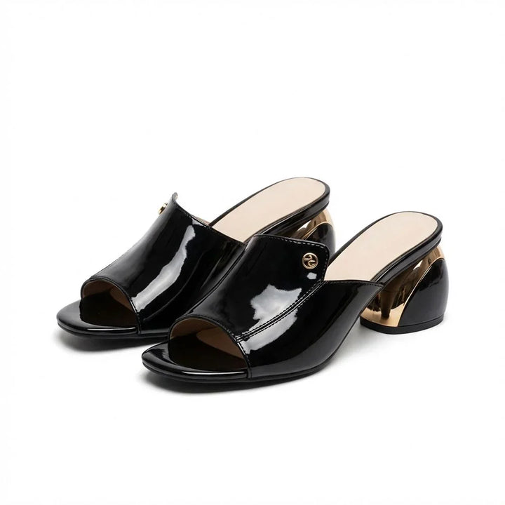 Gabriela - Glossy Leather Slide Sandals