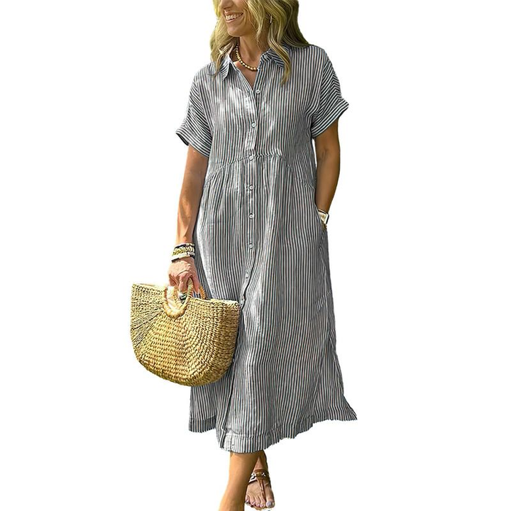 Harper | Striped Midi Shirt Dress