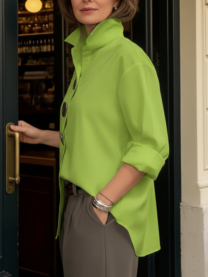 Statement Button Stand-Collar Blouse