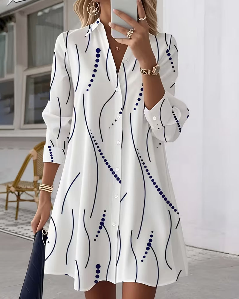 Shirt Dress with Wavy Collar