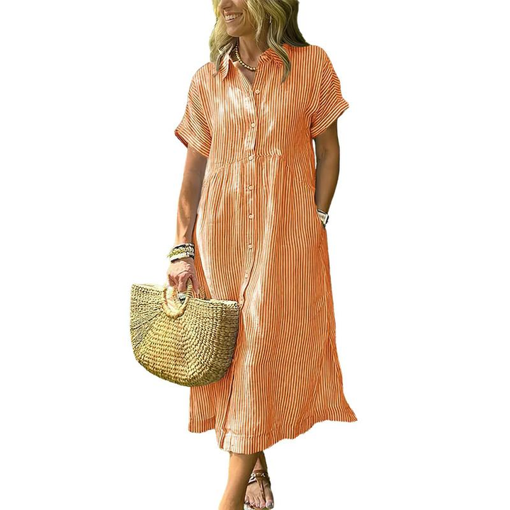 Harper | Striped Midi Shirt Dress