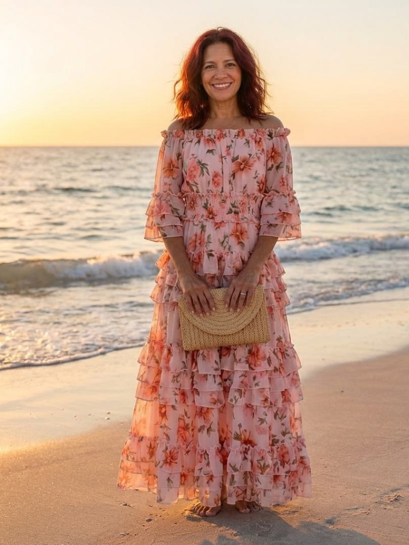 ROSALIE | FLORAL RUFFLE MAXI DRESS