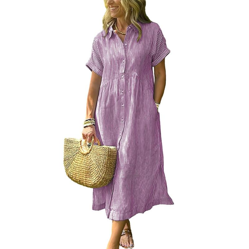 Harper | Striped Midi Shirt Dress