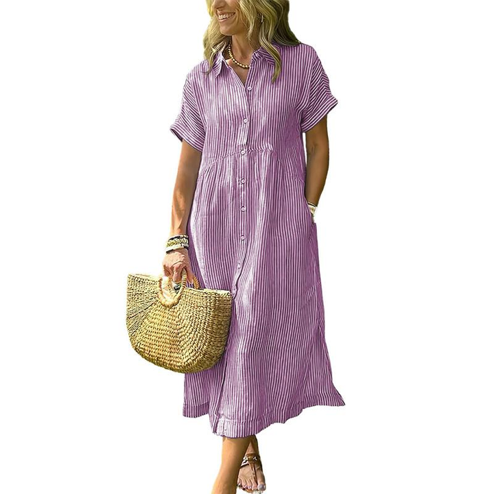 Harper | Striped Midi Shirt Dress