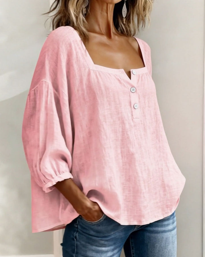 Square Neck Balloon Sleeve Shirt