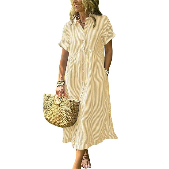 Harper | Striped Midi Shirt Dress