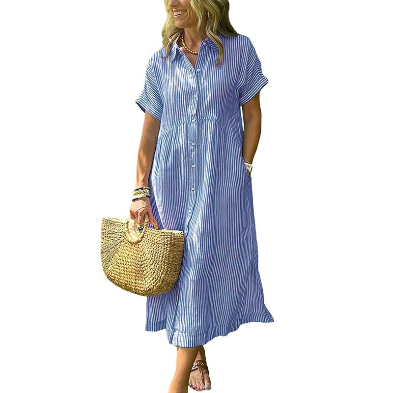 Harper | Striped Midi Shirt Dress