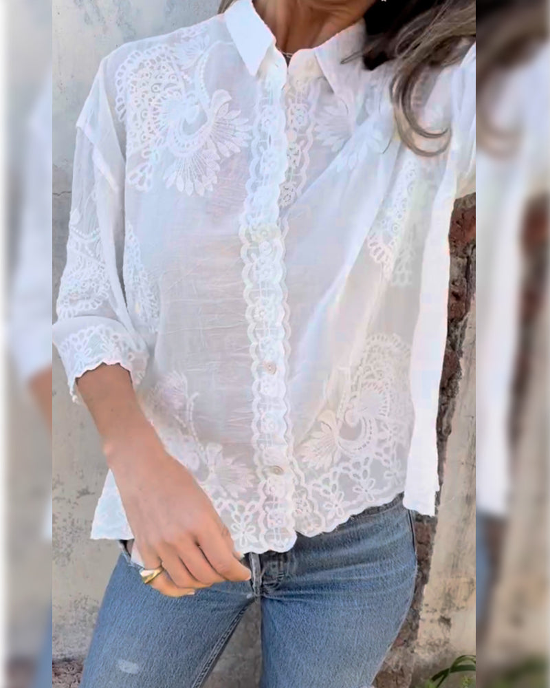 Solid Shirt with Button-Down Collar
