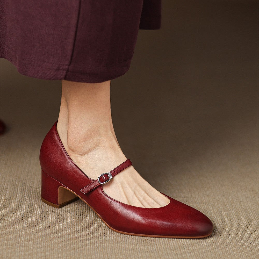 Corinne Leather Round Toe Mary Jane