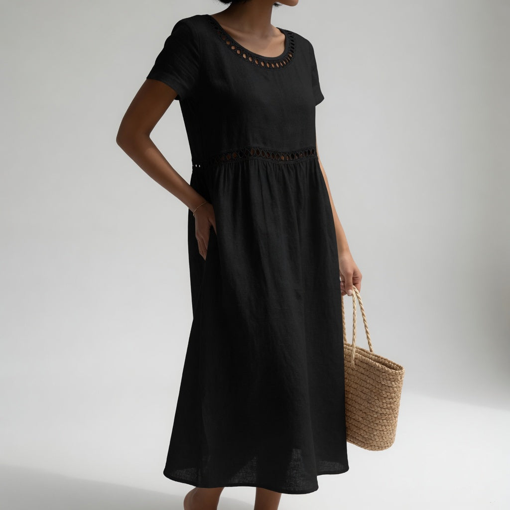 Pernelle™ — Soft Feminine Embroidered Midi Dress