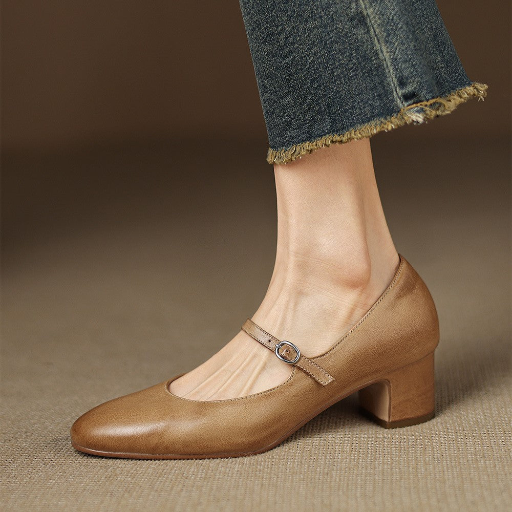 Corinne Leather Round Toe Mary Jane