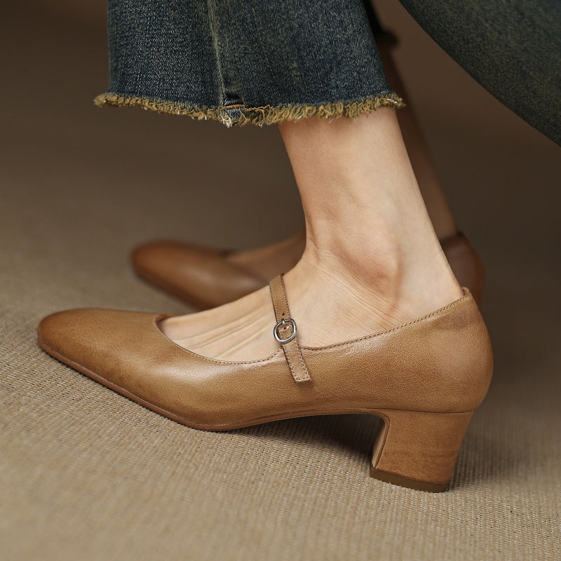 Corinne Leather Round Toe Mary Jane