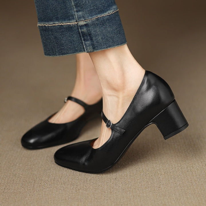 Corinne Leather Round Toe Mary Jane