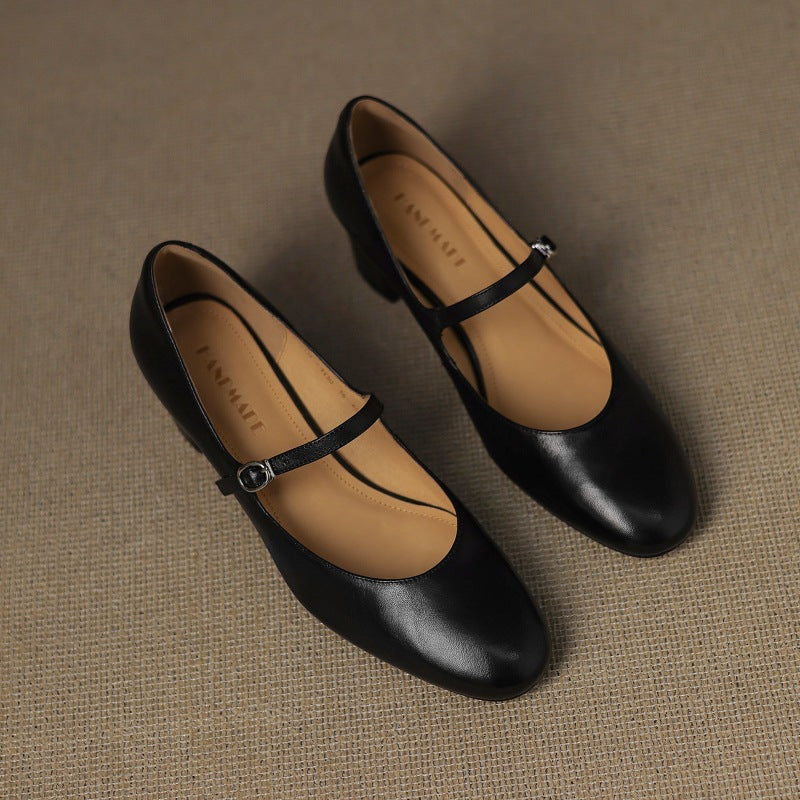 Corinne Leather Round Toe Mary Jane