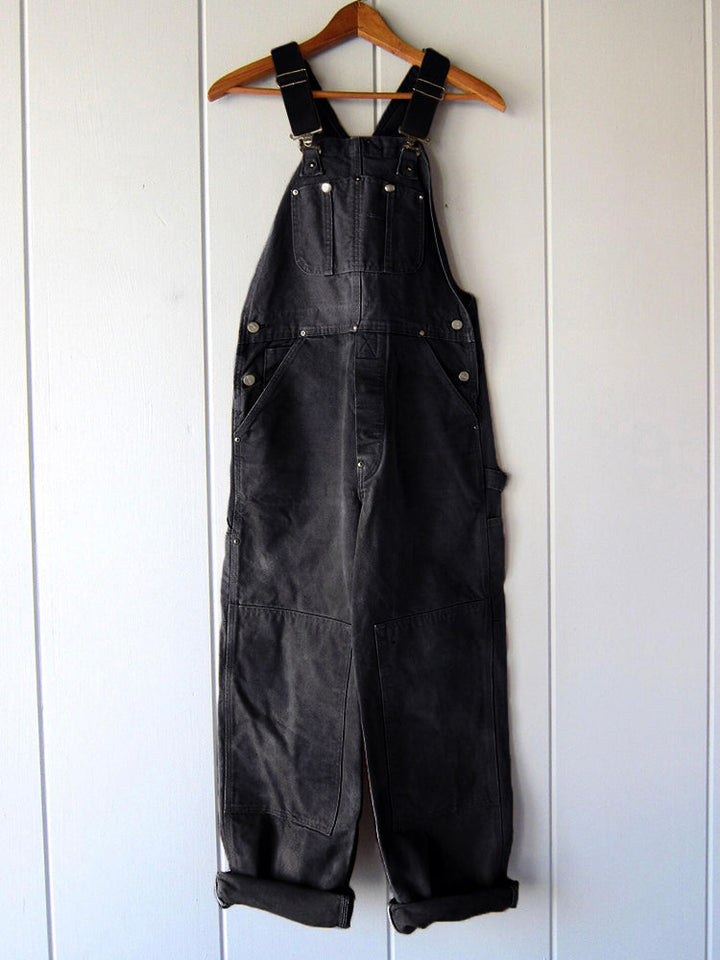 Relaxed Fit Overalls Utility Style Brown