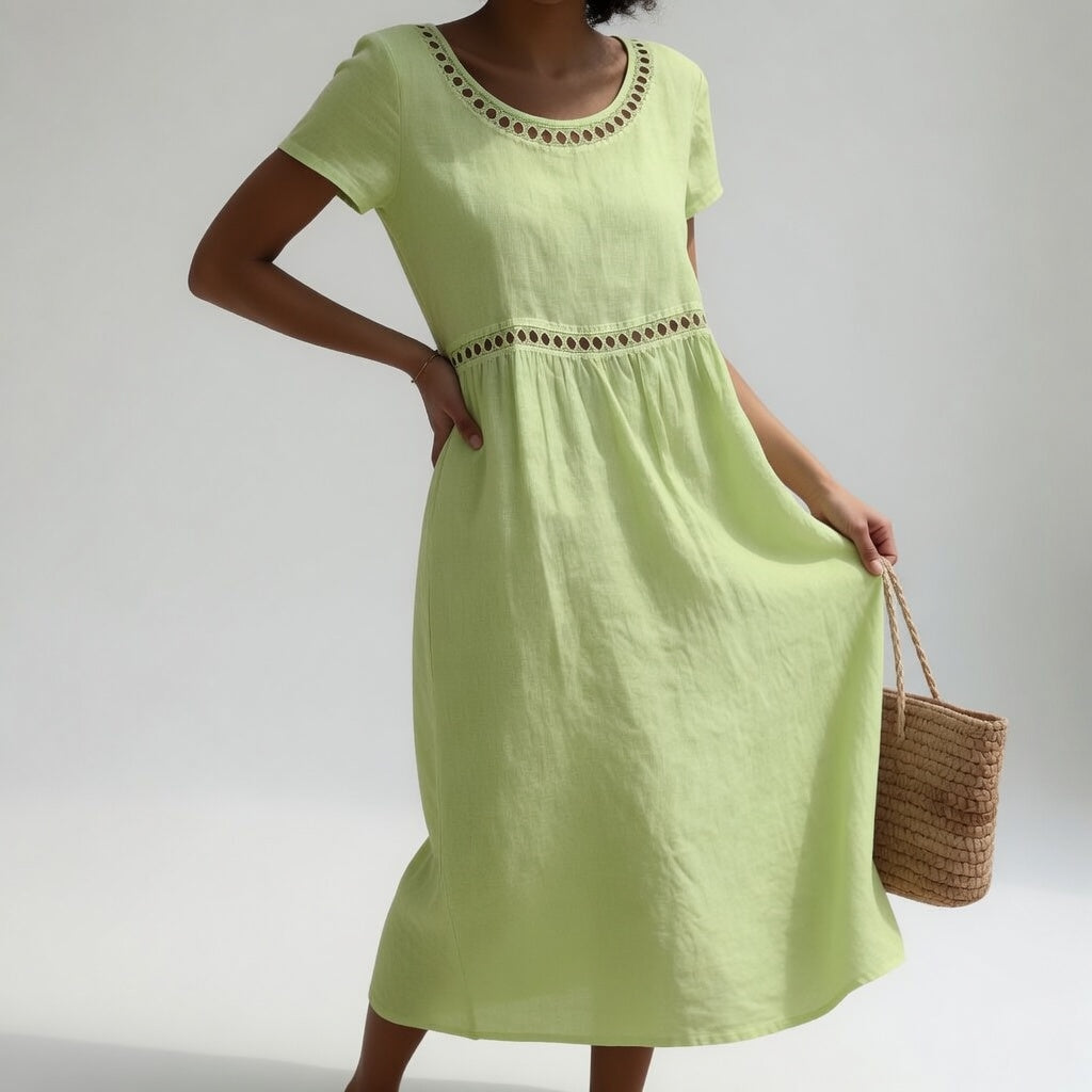 Pernelle™ — Soft Feminine Embroidered Midi Dress