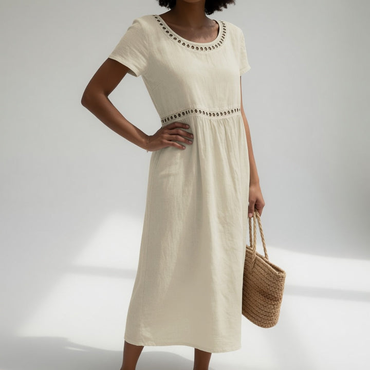 Pernelle™ — Soft Feminine Embroidered Midi Dress