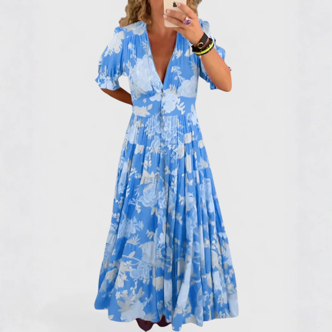 Minelda | Elegant Floral V-neck Dress