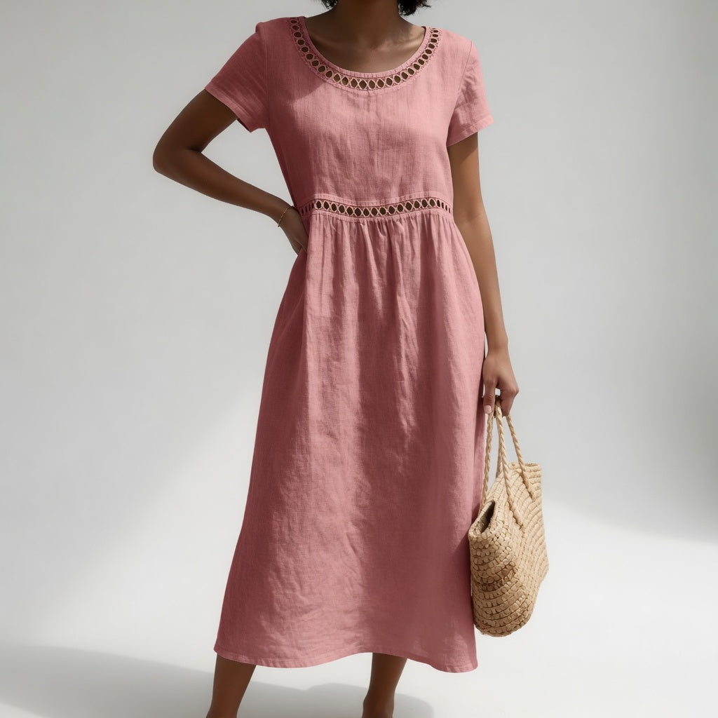 Pernelle™ — Soft Feminine Embroidered Midi Dress