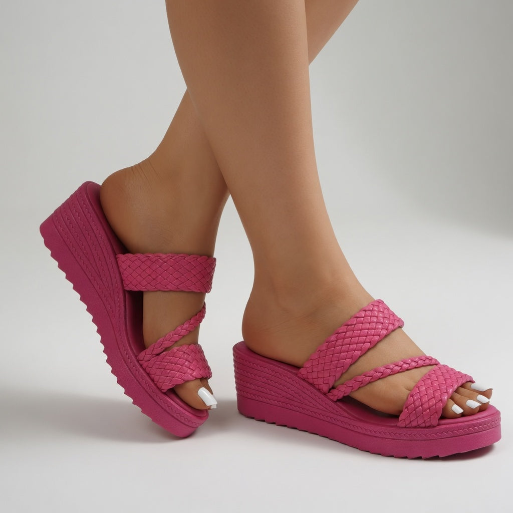 Tresseline™ — Colourful Woven Wedge Mules for Effortless Summer Comfort