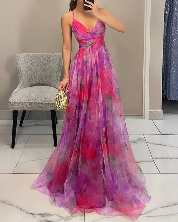 Giselle - Enchanting Floral Print Maxi Dress