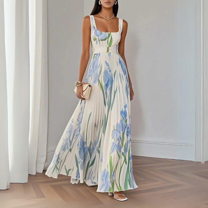 Nina - Long Pleated Floral Dress