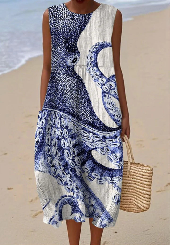 Therese | Octopus Art Print Sleeveless Dress