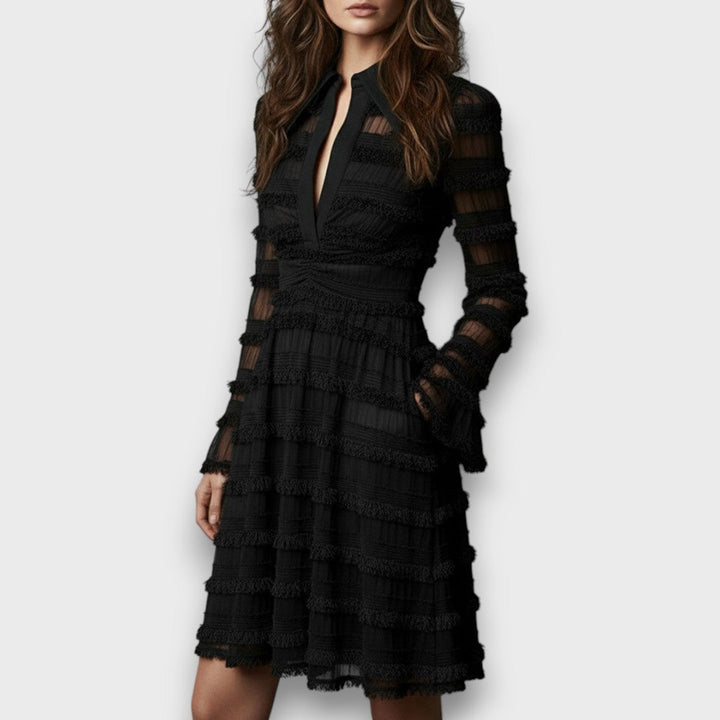 Parisa – Midi Dress with Transparent Fringes