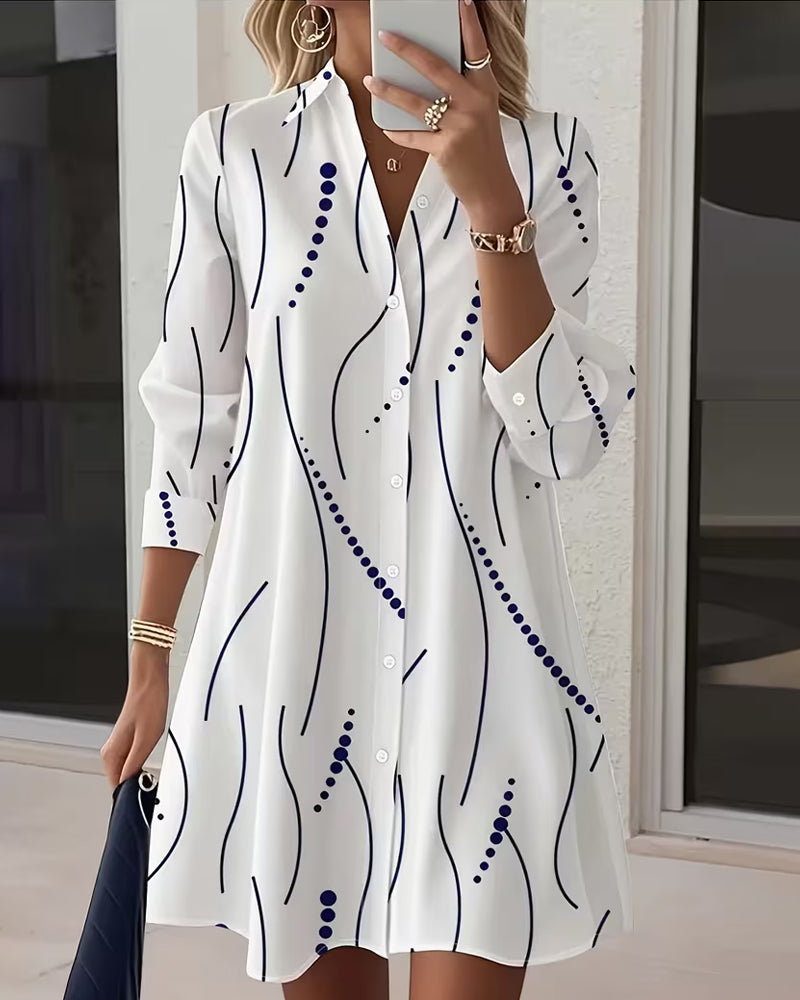 Shirt Dress with Wavy Collar