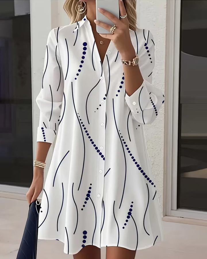 Shirt Dress with Wavy Collar