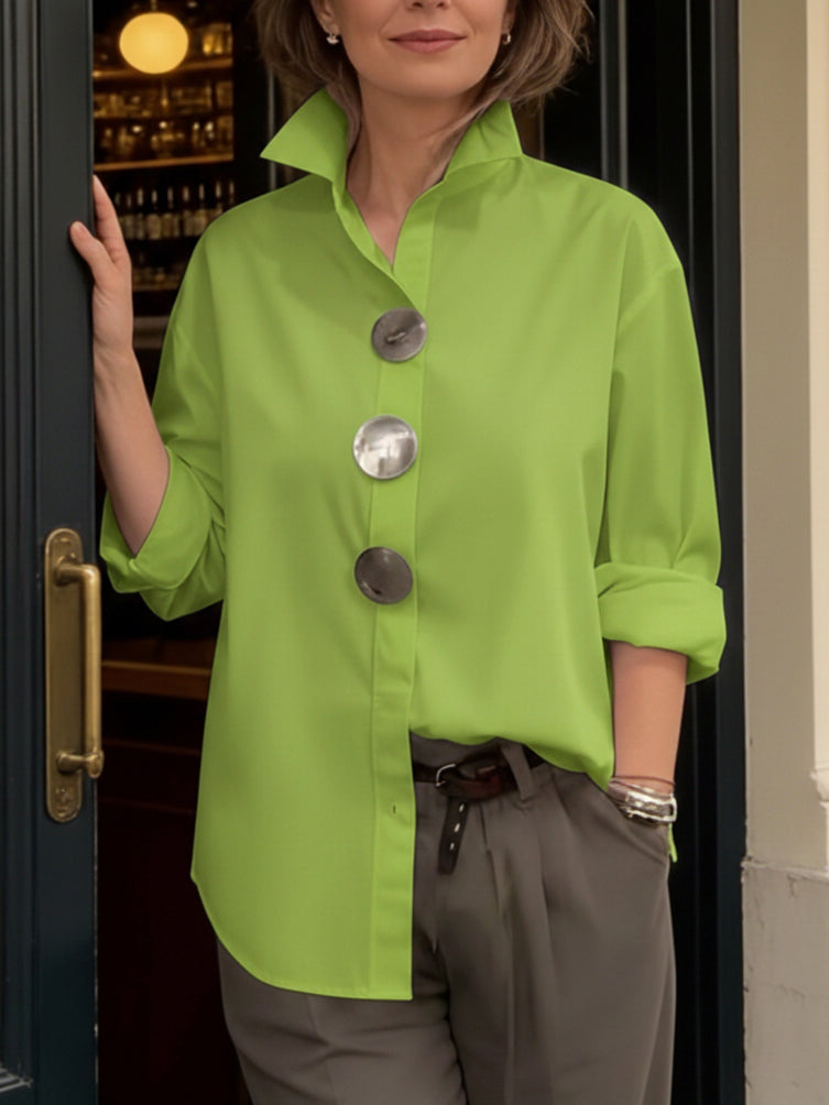 Statement Button Stand-Collar Blouse