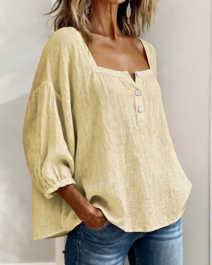 Square Neck Balloon Sleeve Shirt