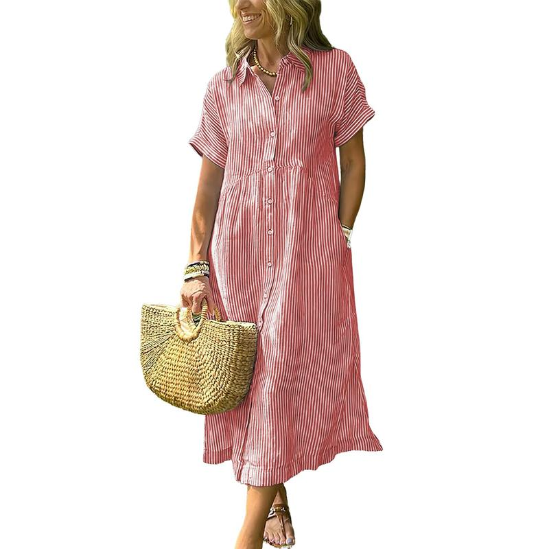 Harper | Striped Midi Shirt Dress