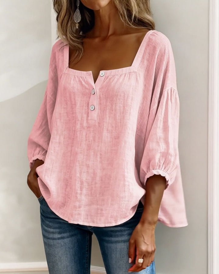 Square Neck Balloon Sleeve Shirt