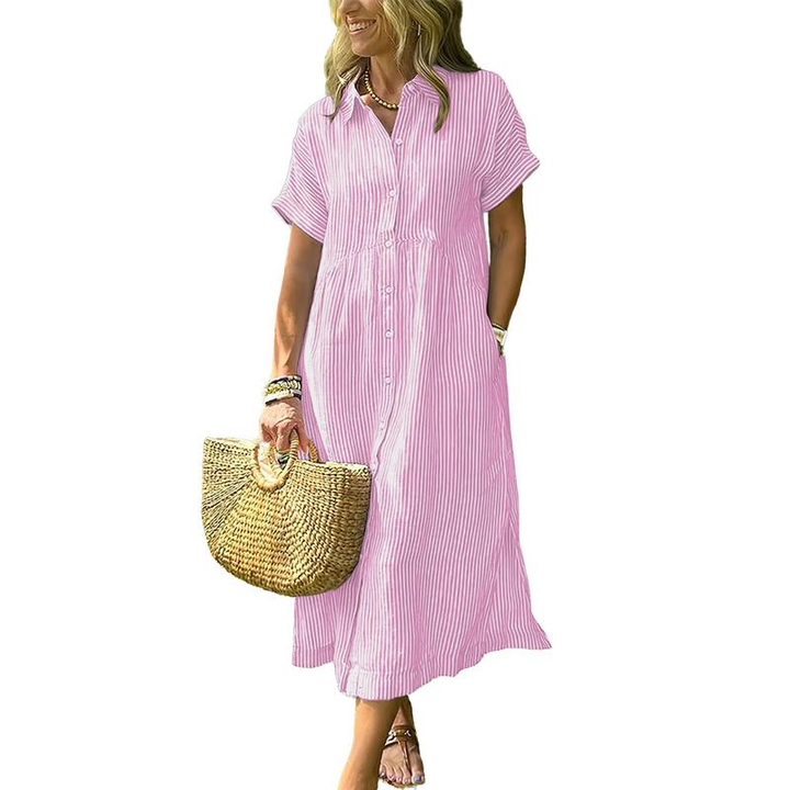 Harper | Striped Midi Shirt Dress
