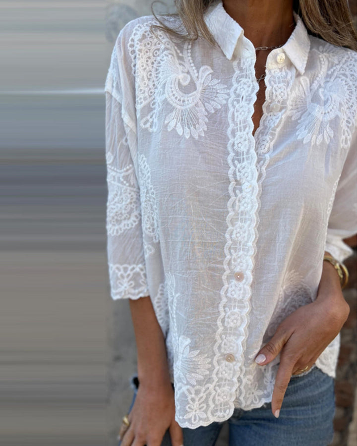 Solid Shirt with Button-Down Collar