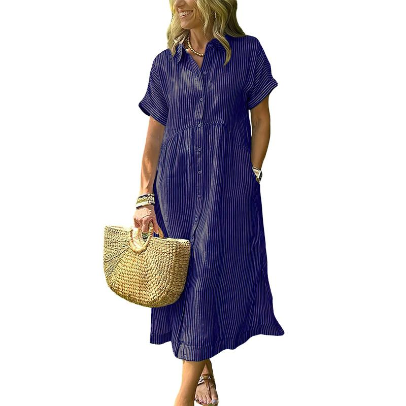 Harper | Striped Midi Shirt Dress