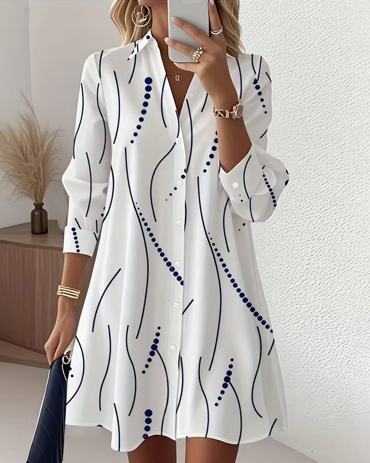 Shirt Dress with Wavy Collar