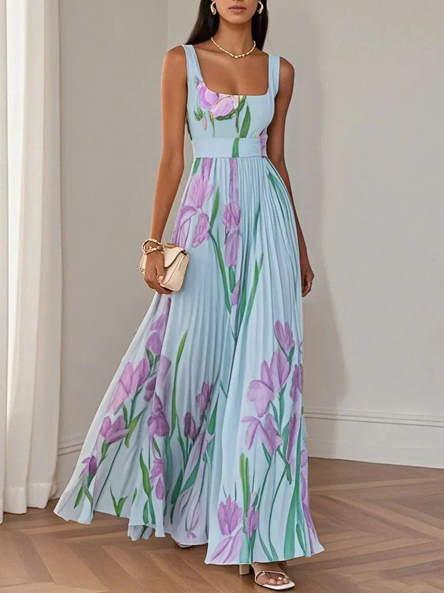 Nina - Long Pleated Floral Dress