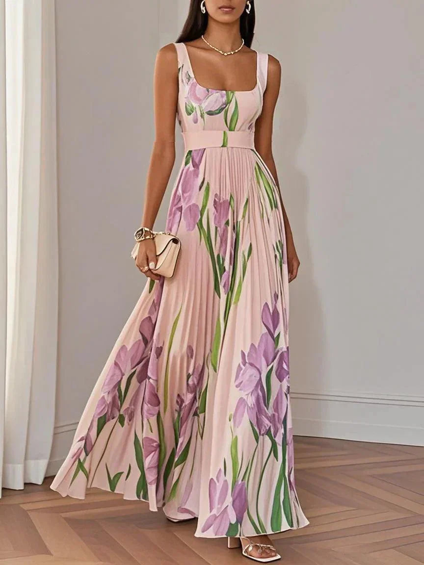 Nina - Long Pleated Floral Dress