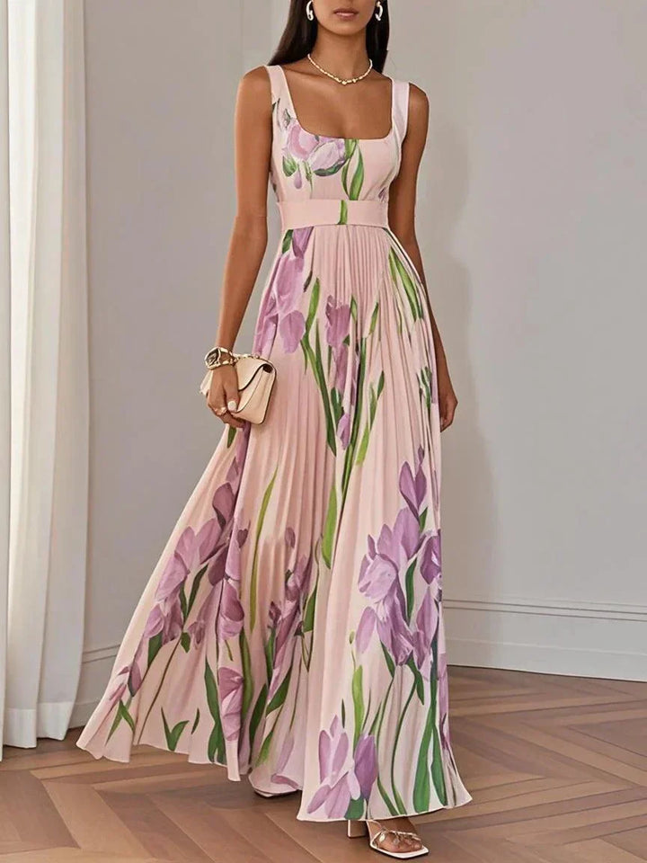Nina - Long Pleated Floral Dress
