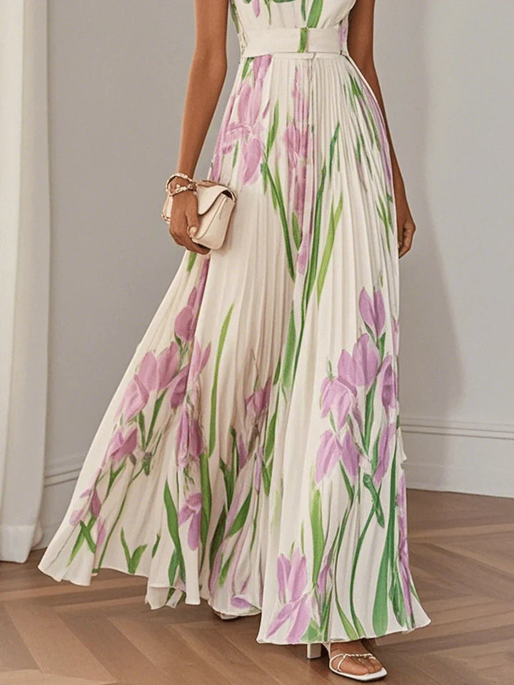 Nina - Long Pleated Floral Dress