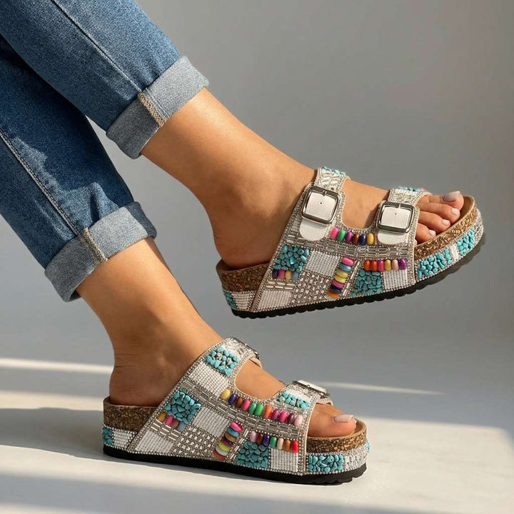 Samantha | Beaded Platform Slides