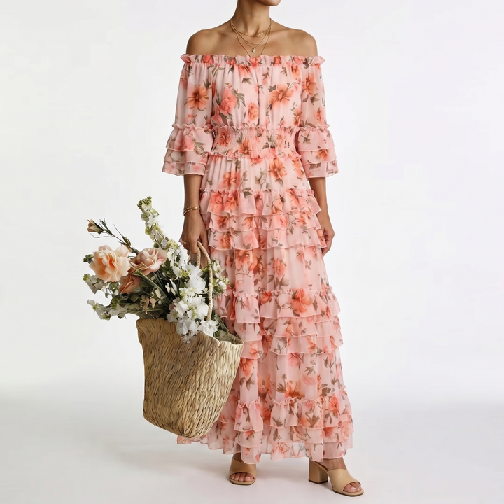 ROSALIE | FLORAL RUFFLE MAXI DRESS